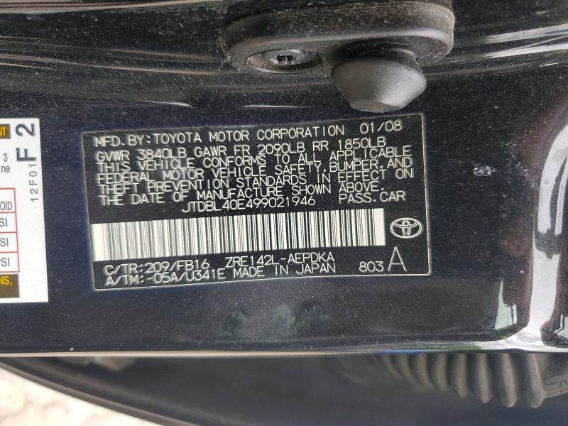 Продаж на аукціоні авто 2009 Toyota Corolla, vin: JTDBL40E499021946, номер лоту: 52524496
