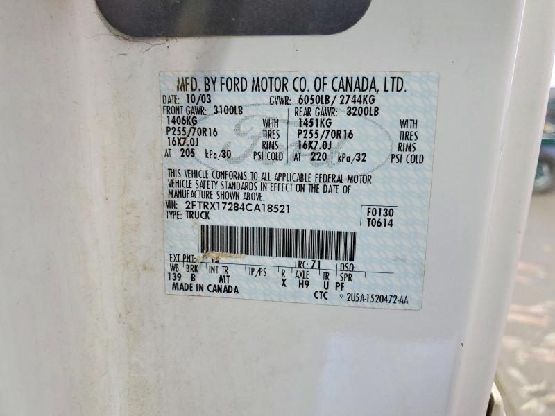 55153616 :رقم المزاد ، 2FTRX17284CA18521 vin ، 2004 Ford F-150 Heritage مزاد بيع