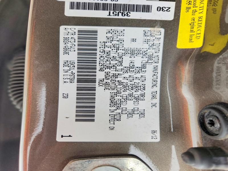 Продажа на аукционе авто 2012 Toyota Tundra, vin: 5TFEY5F14CX129740, номер лота: 52251396