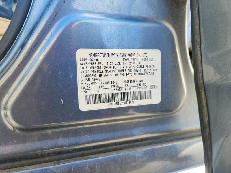 2006 Infiniti G35 მანქანა იყიდება აუქციონზე, vin: JNKCV51E26M519640, აუქციონის ნომერი: 53463506