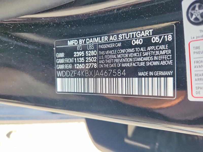 2018 Mercedes-benz E მანქანა იყიდება აუქციონზე, vin: WDDZF4KBXJA467584, აუქციონის ნომერი: 53715406