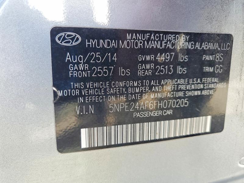 Aukcja sprzedaży 2015 Hyundai Sonata, vin: 5NPE24AF6FH070205, numer aukcji: 51849346