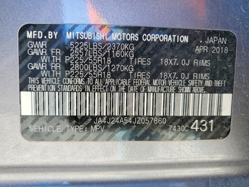 Aukcja sprzedaży 2018 Mitsubishi Outlander, vin: JA4J24A54JZ057860, numer aukcji: 52608826