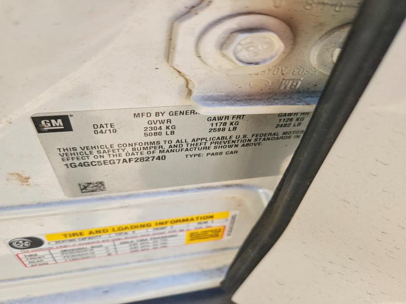 2010 Buick Lacrosse მანქანა იყიდება აუქციონზე, vin: 1G4GC5EG7AF282740, აუქციონის ნომერი: 54263516