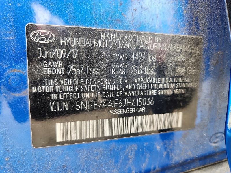 2018 Hyundai Sonata მანქანა იყიდება აუქციონზე, vin: 5NPE24AF6JH615036, აუქციონის ნომერი: 54585316