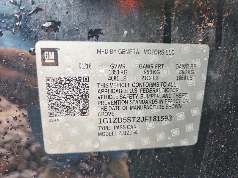 Продаж на аукціоні авто 2018 Chevrolet Malibu, vin: 1G1ZD5ST2JF181593, номер лоту: 53557526