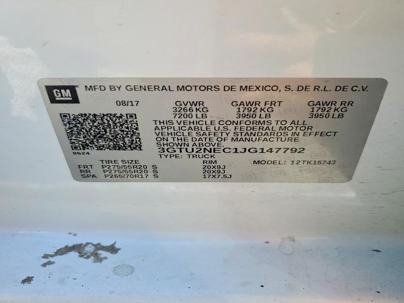 53668956 :رقم المزاد ، 3GTU2NEC1JG147792 vin ، 2018 Gmc Sierra مزاد بيع