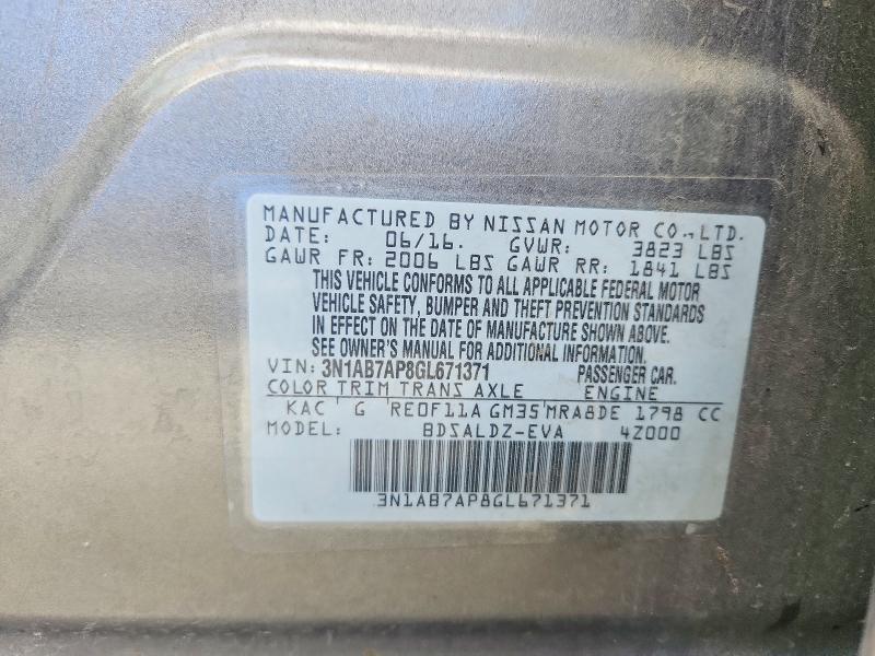 Aukcja sprzedaży 2016 Nissan Sentra, vin: 3N1AB7AP8GL671371, numer aukcji: 53456916