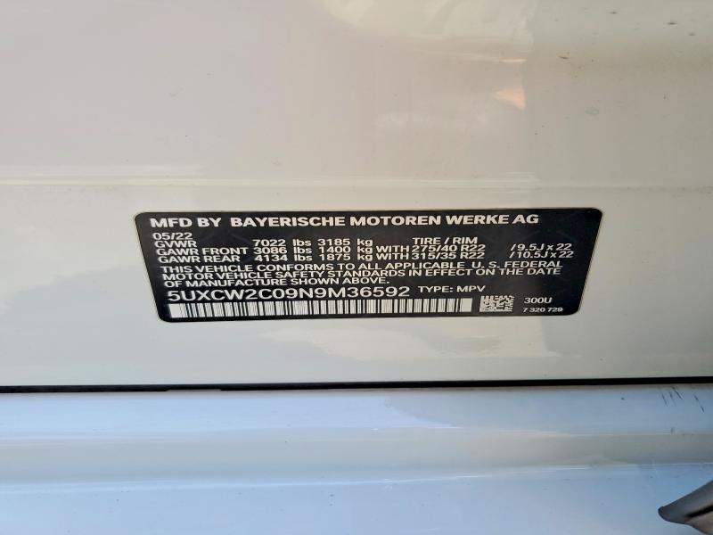 Aukcja sprzedaży 2022 Bmw X7, vin: 5UXCW2C09N9M36592, numer aukcji: 54897326