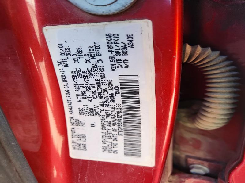 52395936 :رقم المزاد ، 5TEGN92N41Z781166 vin ، 2001 Toyota Tacoma مزاد بيع