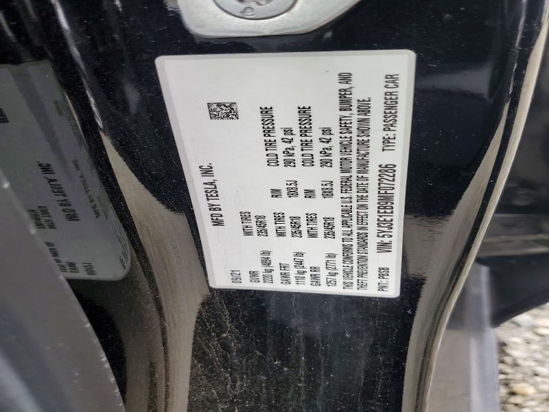 Aukcja sprzedaży 2021 Tesla Model 3, vin: 5YJ3E1EB9MF072286, numer aukcji: 52377596