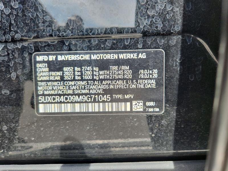 Продаж на аукціоні авто 2021 Bmw X5, vin: 5UXCR4C09M9G71045, номер лоту: 52838196