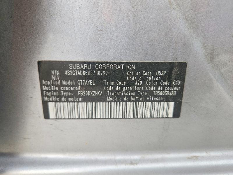 53791376 :رقم المزاد ، 4S3GTAD66H3736722 vin ، 2017 Subaru Impreza مزاد بيع