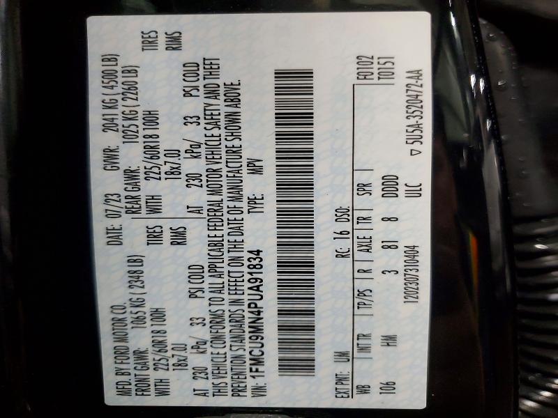 Продаж на аукціоні авто 2023 Ford Escape, vin: 1FMCU9MN4PUA91834, номер лоту: 54644356