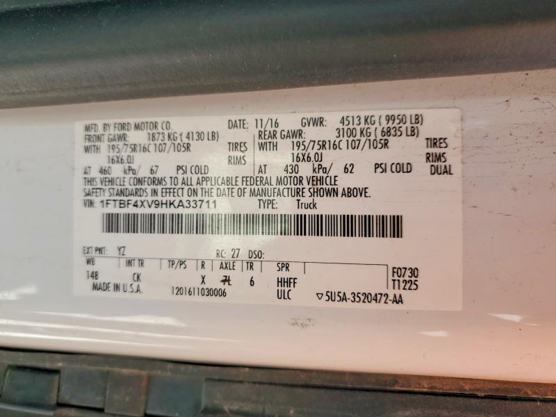 2017 Ford Transit მანქანა იყიდება აუქციონზე, vin: 1FTBF4XV9HKA33711, აუქციონის ნომერი: 53016976