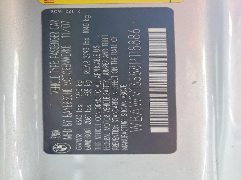 54994486 :رقم المزاد ، WBAWV13588P118886 vin ، 2008 Bmw 328 مزاد بيع