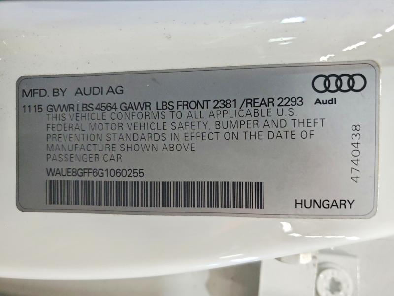 Auction sale of the 2016 Audi A3, vin: WAUE8GFF6G1060255, lot number: 52891256