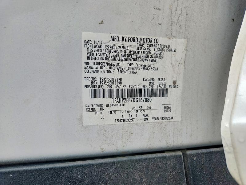 Продаж на аукціоні авто 2013 Ford Taurus, vin: 1FAHP2E87DG167080, номер лоту: 54596636