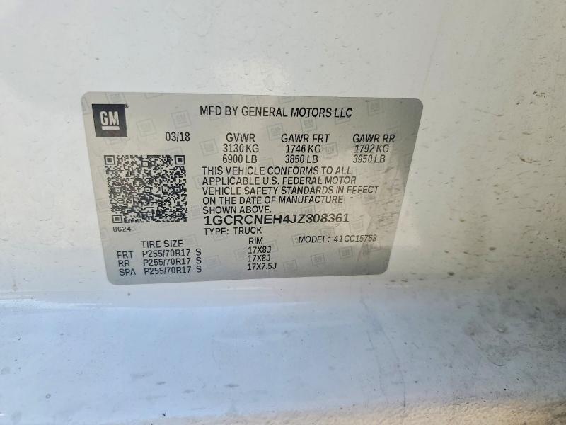 Продажа на аукционе авто 2018 Chevrolet Silverado, vin: 1GCRCNEH4JZ308361, номер лота: 55622026