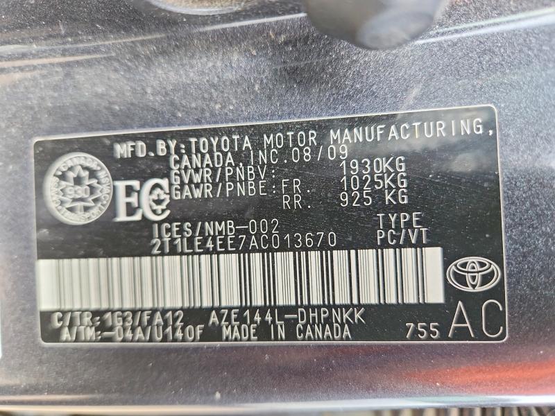 51885796 :رقم المزاد ، 2T1LE4EE7AC013670 vin ، 2010 Toyota Matrix Wagon 4wd مزاد بيع