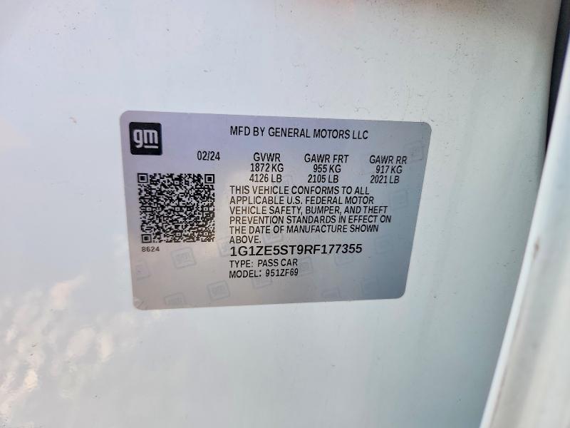 2024 Chevrolet Malibu მანქანა იყიდება აუქციონზე, vin: 1G1ZE5ST9RF177355, აუქციონის ნომერი: 52488536