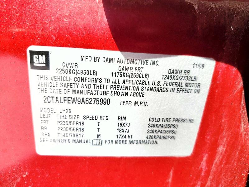 2010 Gmc Terrain მანქანა იყიდება აუქციონზე, vin: 2CTALFEW9A6275990, აუქციონის ნომერი: 51667536