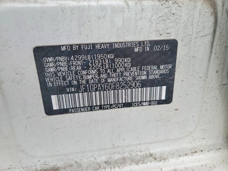 Продаж на аукціоні авто 2015 Subaru Impreza, vin: JF1GPAY60F8252906, номер лоту: 54288346