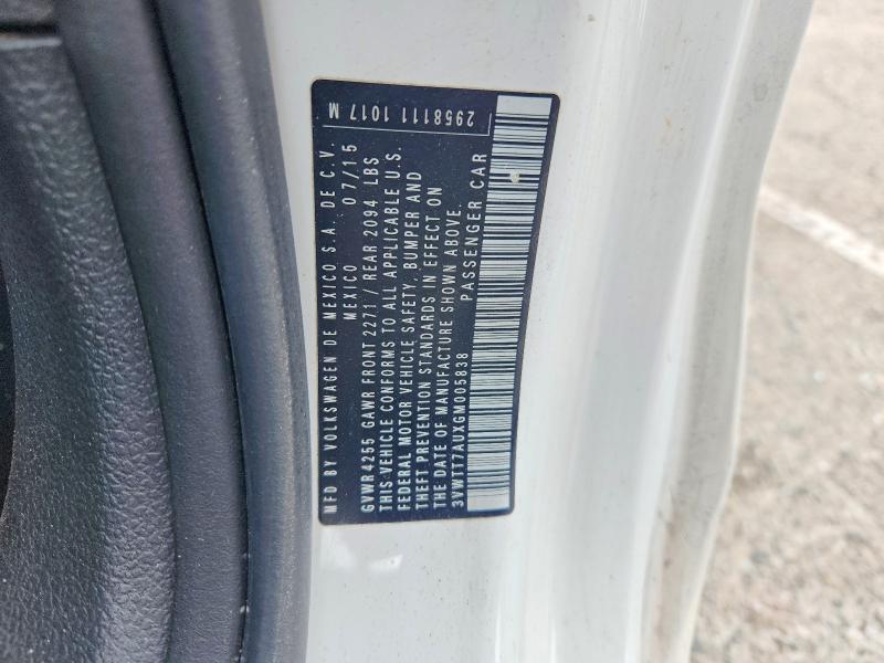 52702786 :رقم المزاد ، 3VWTT7AUXGM005838 vin ، 2016 Volkswagen Gti مزاد بيع