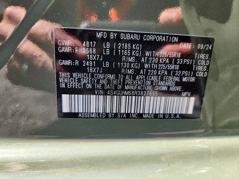 Продажа на аукционе авто 2024 Subaru Crosstrek, vin: 4S4GUHM68R3827655, номер лота: 52816916