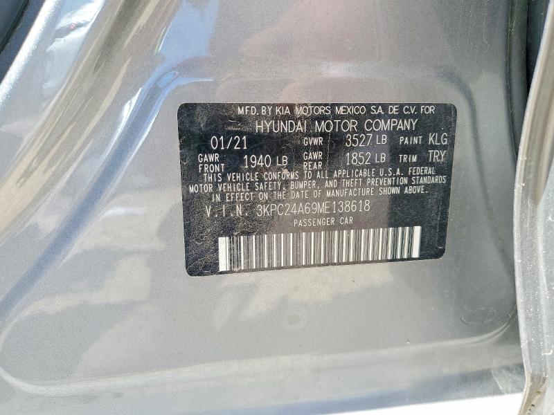 Aukcja sprzedaży 2021 Hyundai Accent, vin: 3KPC24A69ME138618, numer aukcji: 53211496