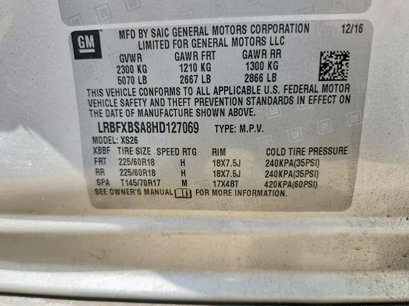 Продаж на аукціоні авто 2017 Buick Envision, vin: LRBFXBSA8HD127069, номер лоту: 55047376