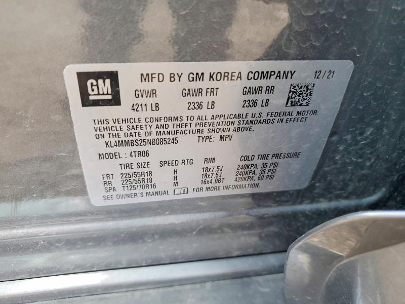 2022 Buick Encore Gx მანქანა იყიდება აუქციონზე, vin: KL4MMBS25NB085245, აუქციონის ნომერი: 52058046