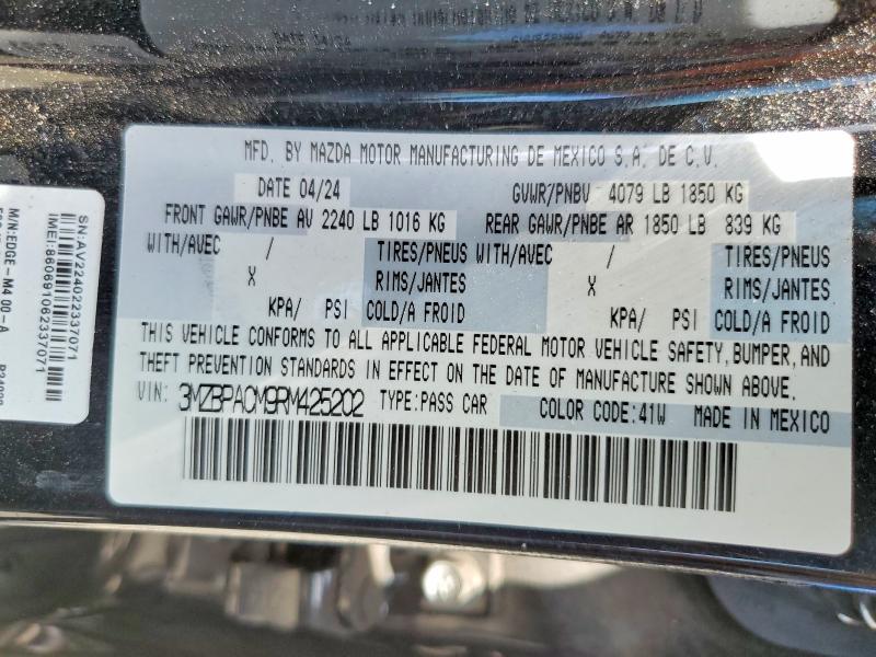 Продаж на аукціоні авто 2024 Mazda 3, vin: 3MZBPACM9RM425202, номер лоту: 53823886