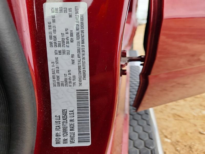 Продажа на аукционе авто 2020 Ram 1500, vin: 1C6RREFT2LN354029, номер лота: 52175316