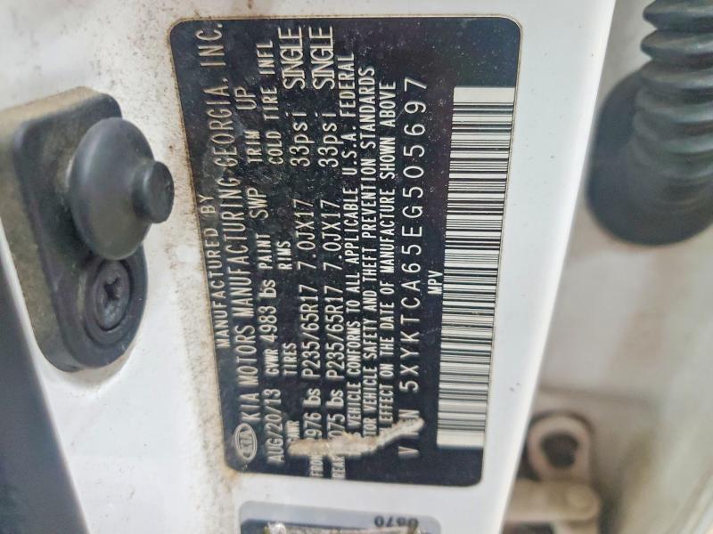 53179106 :رقم المزاد ، 5XYKTCA65EG505697 vin ، 2014 Kia Sorento مزاد بيع