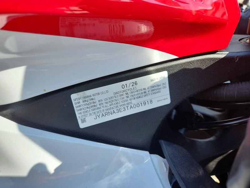 53079226 :رقم المزاد ، JYARNA3E3TA001918 vin ، 2026 Yamaha Yzf890 مزاد بيع