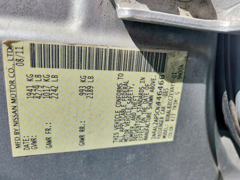 52004866 :رقم المزاد ، 1N4AL2AP5CN446466 vin ، 2012 Nissan Altima مزاد بيع