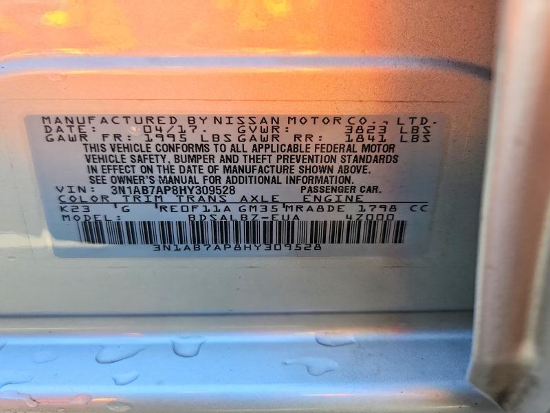53788136 :رقم المزاد ، 3N1AB7AP8HY309528 vin ، 2017 Nissan Sentra مزاد بيع