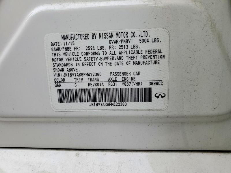 Aukcja sprzedaży 2015 Infiniti Q50, vin: JN1BV7AR6FM422360, numer aukcji: 52736246