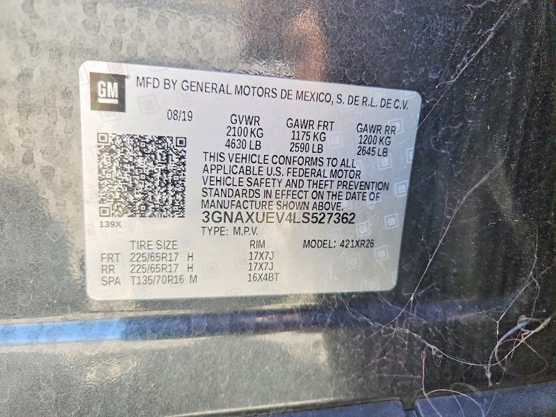 Продаж на аукціоні авто 2020 Chevrolet Equinox, vin: 3GNAXUEV4LS527362, номер лоту: 53280106