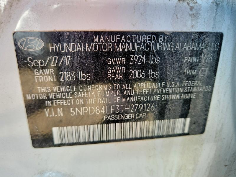 Продаж на аукціоні авто 2018 Hyundai Elantra, vin: 5NPD84LF3JH279126, номер лоту: 53560446