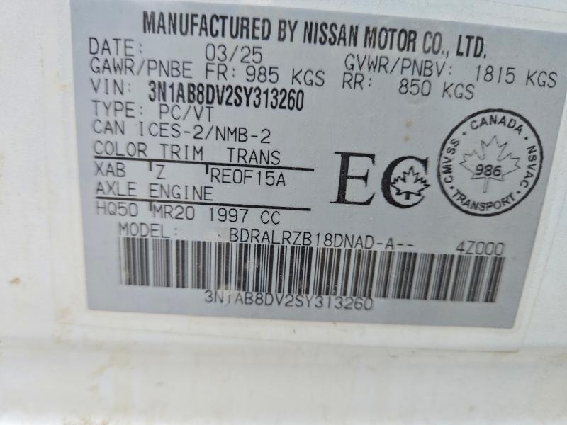 Aukcja sprzedaży 2025 Nissan Sentra, vin: 3N1AB8DV2SY313260, numer aukcji: 50998686