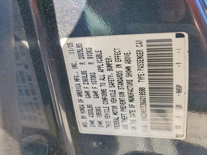 Продаж на аукціоні авто 2006 Honda Accord, vin: 1HGCM65536A019588, номер лоту: 54763886