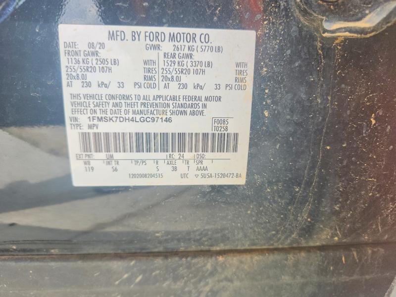 Продаж на аукціоні авто 2020 Ford Explorer, vin: 1FMSK7DH4LGC97146, номер лоту: 54466246