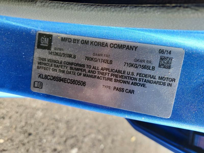 Aukcja sprzedaży 2014 Chevrolet Spark, vin: KL8CD6S94EC560506, numer aukcji: 54453726
