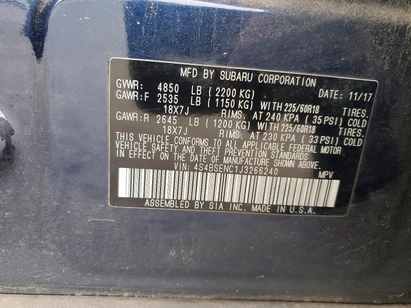 Продаж на аукціоні авто 2018 Subaru Outback, vin: 4S4BSENC1J3266240, номер лоту: 52854296