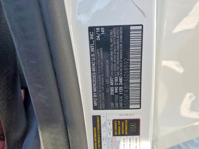 Aukcja sprzedaży 2018 Mercedes-benz C, vin: 55SWF4JB5JU268592, numer aukcji: 51871356
