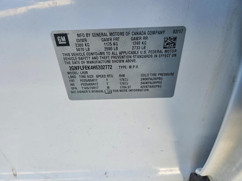 51963296 :رقم المزاد ، 2GNFLFEK4H6302772 vin ، 2017 Chevrolet Equinox مزاد بيع