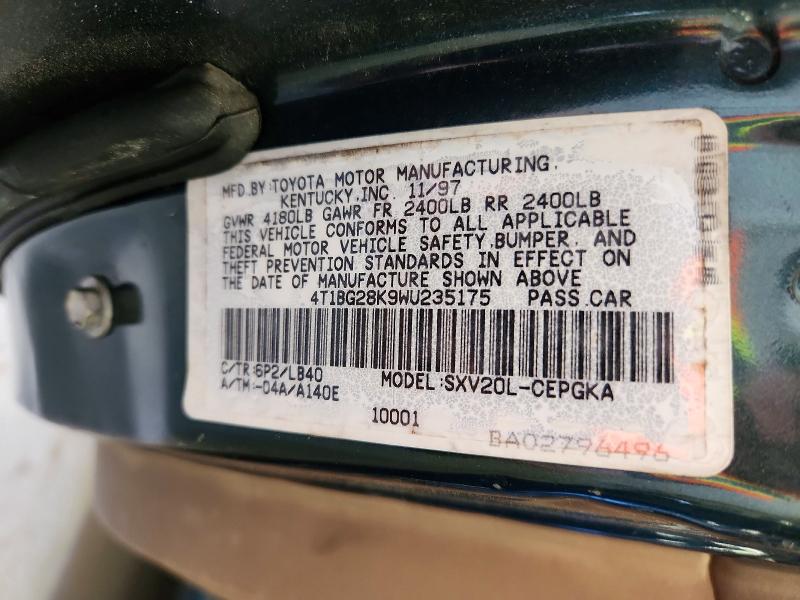 53935506 :رقم المزاد ، 4T1BG28K9WU235175 vin ، 1998 Toyota Camry مزاد بيع