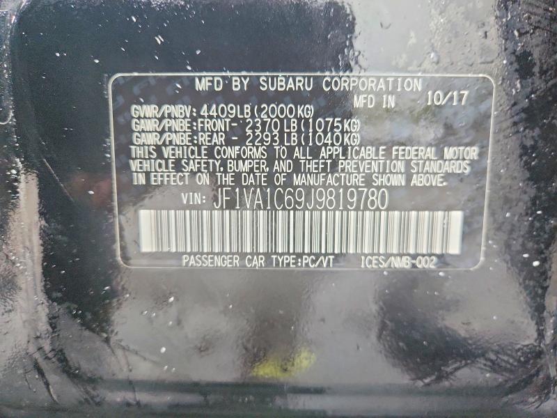 Продажа на аукционе авто 2018 Subaru Wrx, vin: JF1VA1C69J9819780, номер лота: 52570646